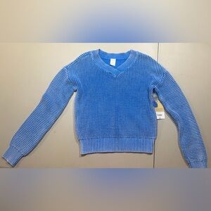 Cozy Blue Knit V-Neck Sweater for Kids